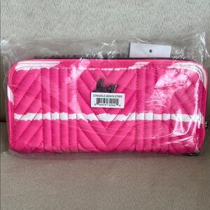 NWT Lug Straddle Wristlet RFID Wallet in Magenta Stripe